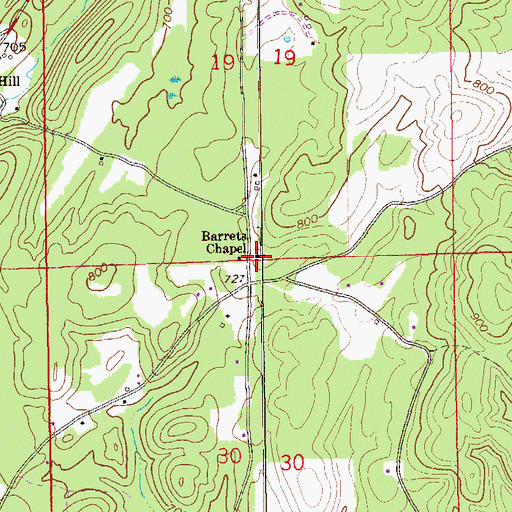 Topographic Map of Barrets Chapel, AL