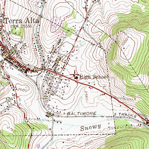 Topographic Map of East Preston Junior High School (historical), WV