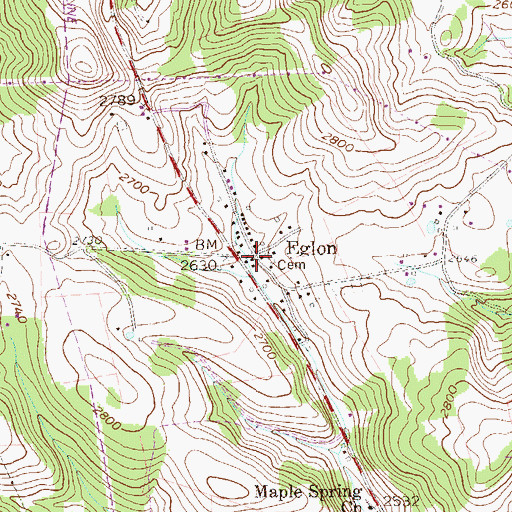 Topographic Map of Eglon Post Office, WV