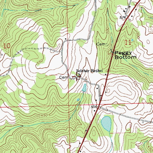 Topographic Map of Belcher Bethel Baptist Church, AL