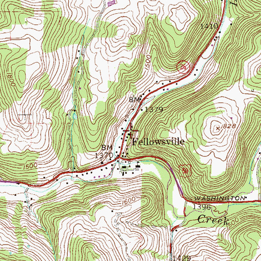 Topographic Map of Fellowsville United Methodist Church, WV