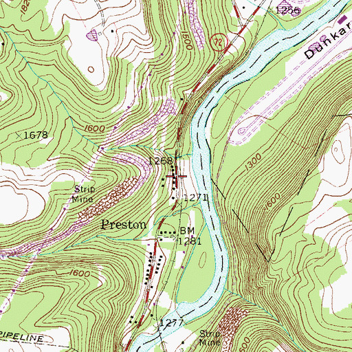 Topographic Map of Heathers Run, WV