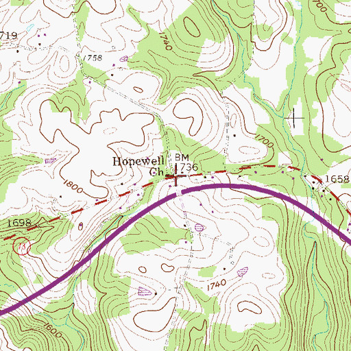 Topographic Map of Hopewell, WV