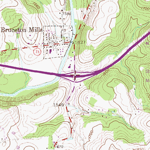 Topographic Map of Interchange 23, WV