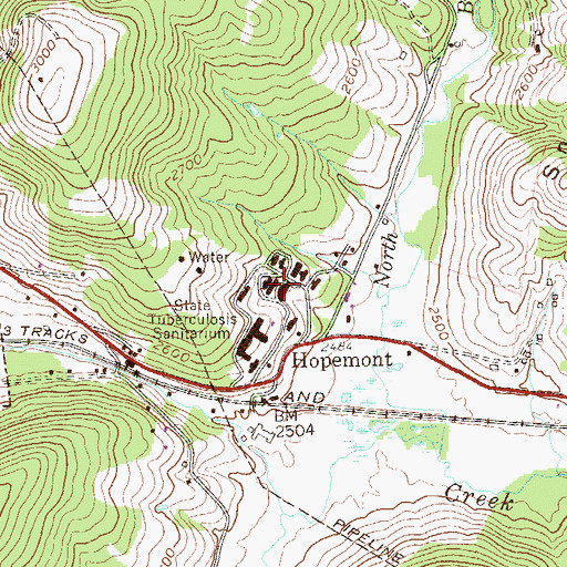 Topographic Map of Jones Hospital (historical), WV