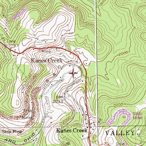 Topographic Map of Kanes Creek United Methodist Church, WV