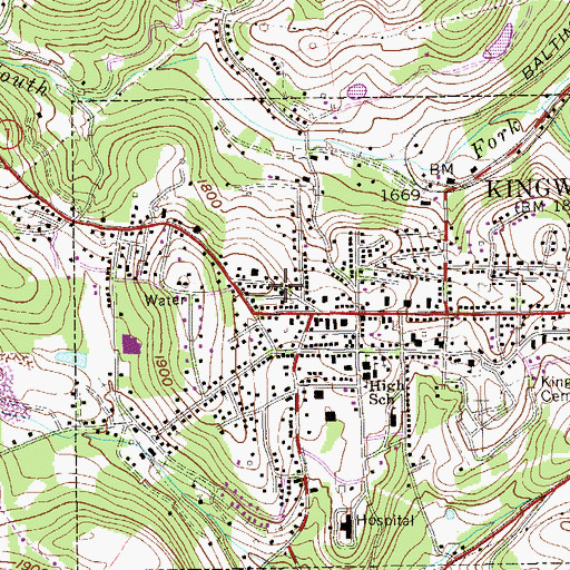 Topographic Map of Kingwood Baptist Church, WV