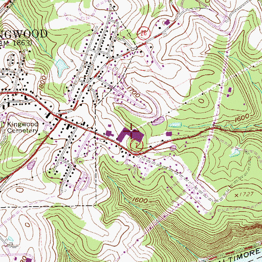 Topographic Map of Kingwood Plaza Shopping Center, WV
