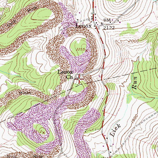 Topographic Map of Lenox Cemetery, WV