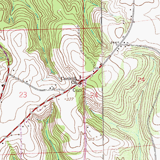 Topographic Map of Corinth Free Will Baptist Church, AL
