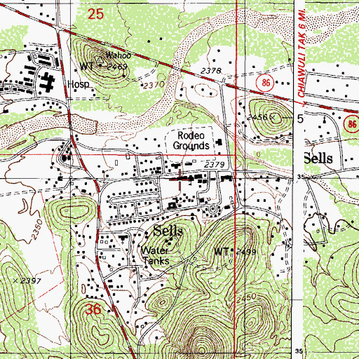 Topographic Map of Indian Oasis Primary School, AZ