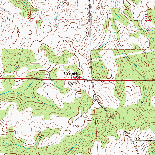 Topographic Map of Corinth Baptist Church, AL