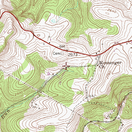 Topographic Map of Messenger School (historical), WV