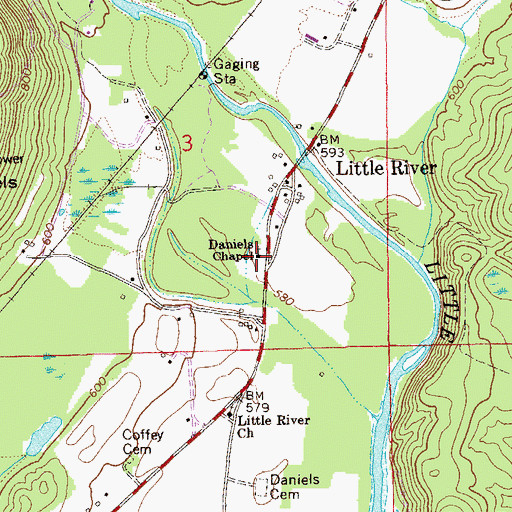 Topographic Map of Daniels Chapel Methodist Church, AL