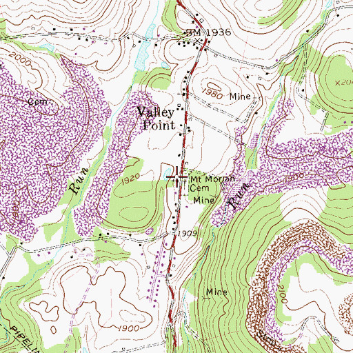Topographic Map of Mount Moriah United Methodist Church, WV