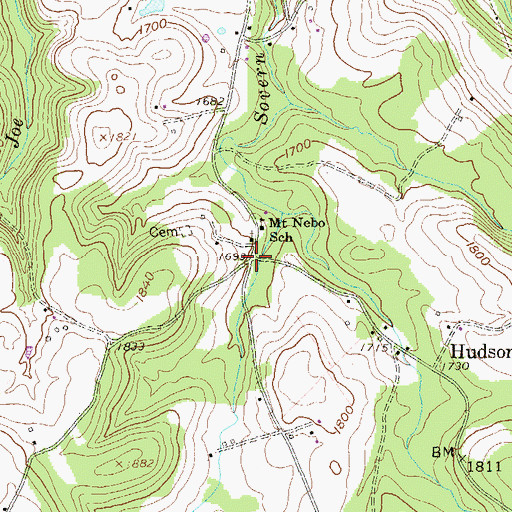 Topographic Map of Mount Nebo, WV