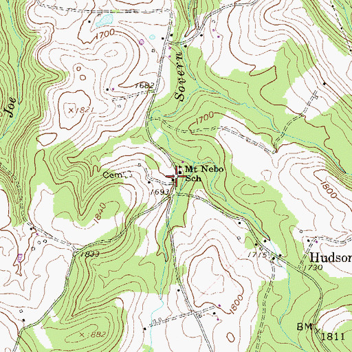 Topographic Map of Mount Nebo Baptist Church, WV