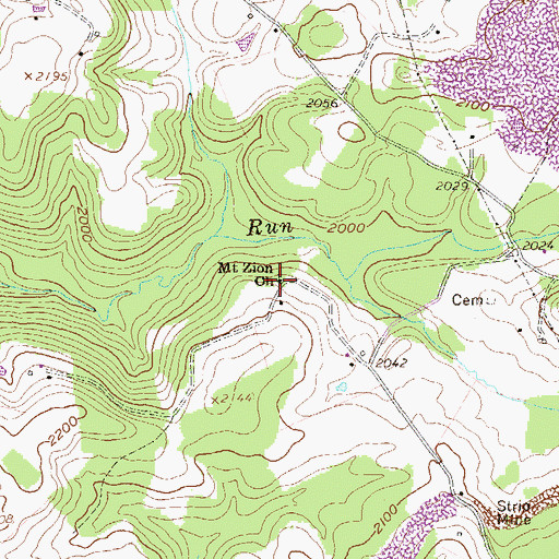 Topographic Map of Mount Zion School (historical), WV