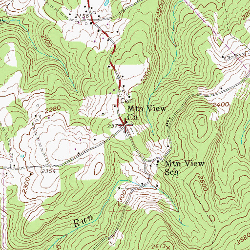 Topographic Map of Mountain View, WV