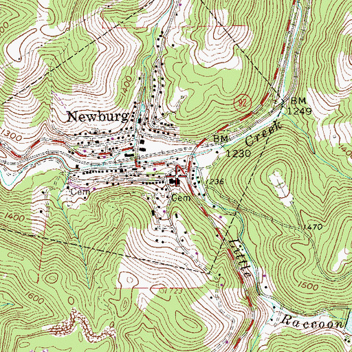 Topographic Map of Newburg Elementary School (historical), WV