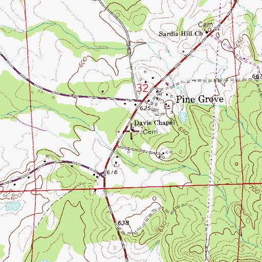 Topographic Map of Davis Chapel Methodist Church, AL