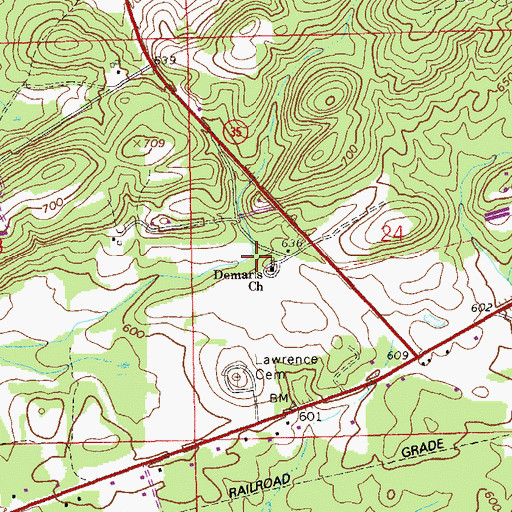 Topographic Map of Demaris Baptist Church, AL