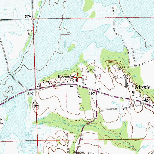Topographic Map of Ebenezer Methodist Church, AL