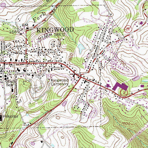 Topographic Map of Saint Sebastians Catholic Church, WV