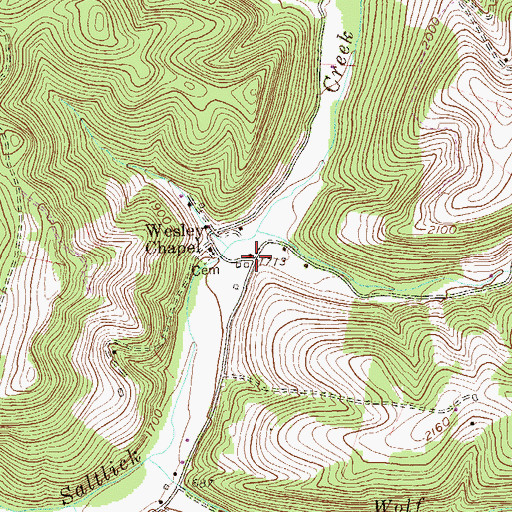 Topographic Map of Salt Lick, WV