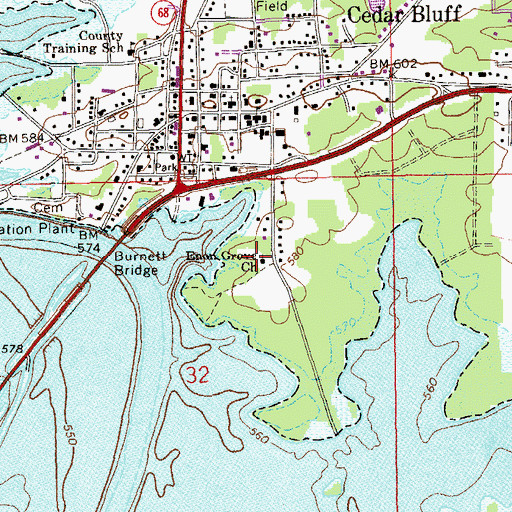 Topographic Map of Enon Grove Baptist Church, AL