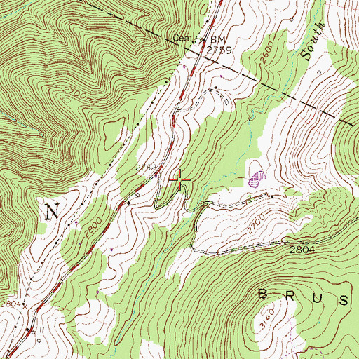 Topographic Map of Snowy Creek School (historical), WV