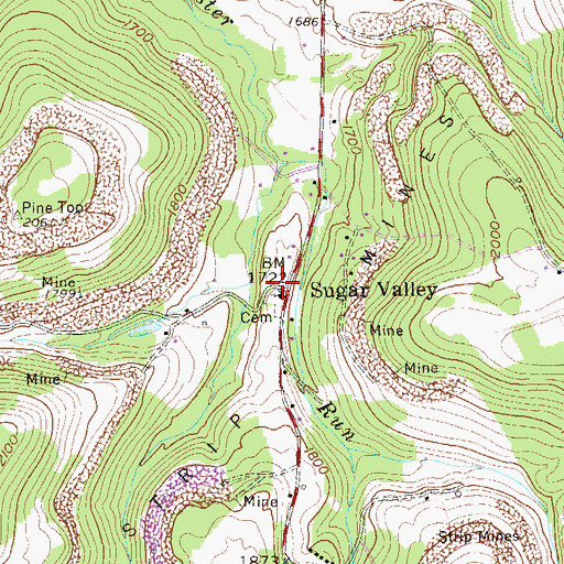 Topographic Map of Sugar Valley School (historical), WV