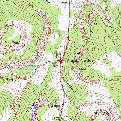 Topographic Map of Sugar Valley United Methodist Church, WV