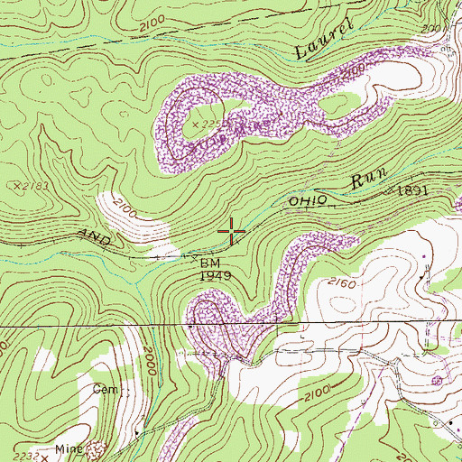 Topographic Map of Sutherland (historical), WV