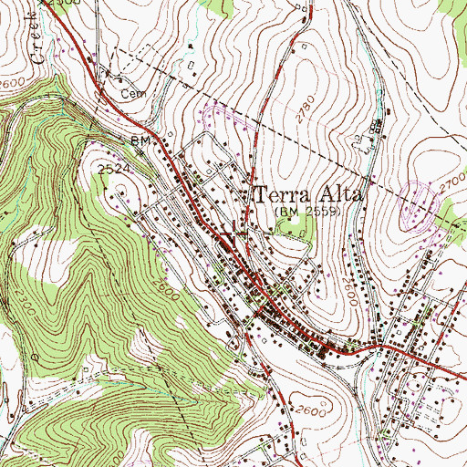 Topographic Map of Terra Alta Elementary School (historical), WV