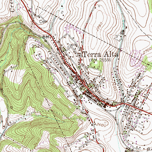 Topographic Map of Terra Alta First United Methodist Church, WV