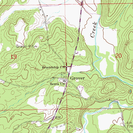 Topographic Map of Friendship Baptist Church, AL