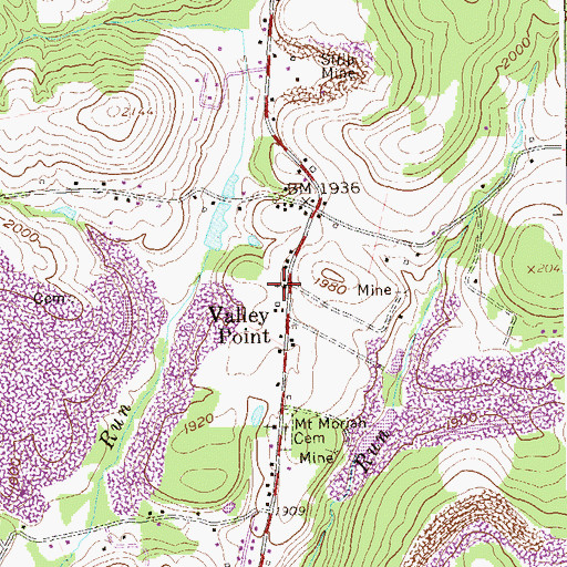 Topographic Map of Valley Point Pentecostal Church, WV