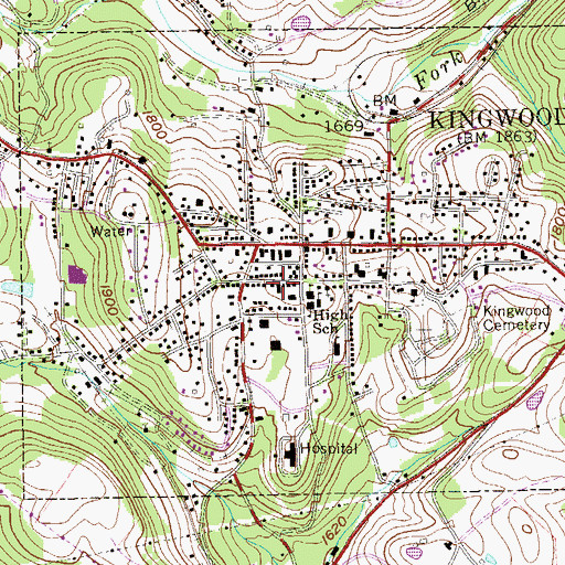 Topographic Map of Wesley United Methodist Church, WV