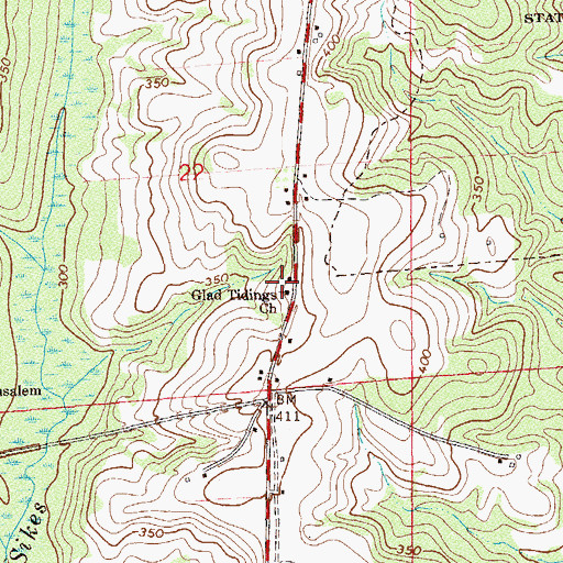 Topographic Map of Glad Tidings Assembly of God Church, AL