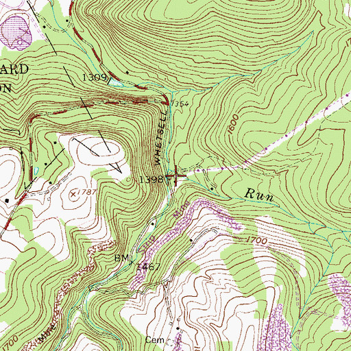 Topographic Map of Whetsell (historical), WV