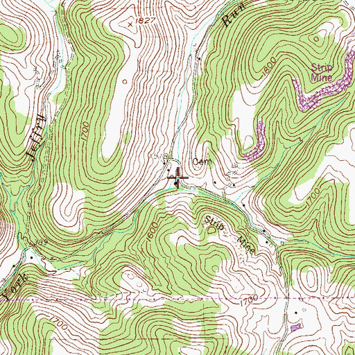 Topographic Map of York Run Pavillion United Methodist Church, WV