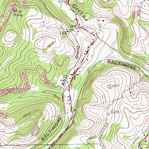 Topographic Map of Zevely, WV