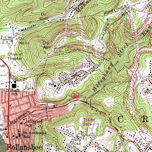 Topographic Map of Parkview, WV