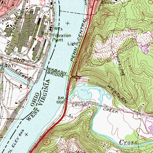 Topographic Map of Wellsburg Tunnel, WV