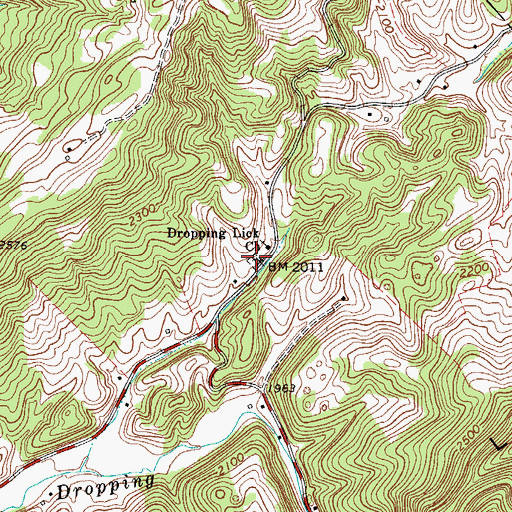 Topographic Map of Dropping Lick Cemetery, WV