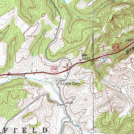 Topographic Map of Flatwoods Church (historical), WV