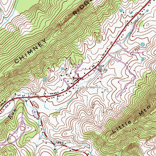Topographic Map of Peterstown Church of God, WV