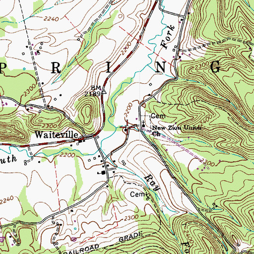 Topographic Map of Potts Creek Baptist Church, WV