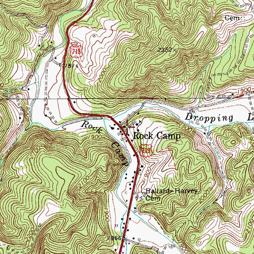 Topographic Map of Rock Camp American Baptist Church, WV